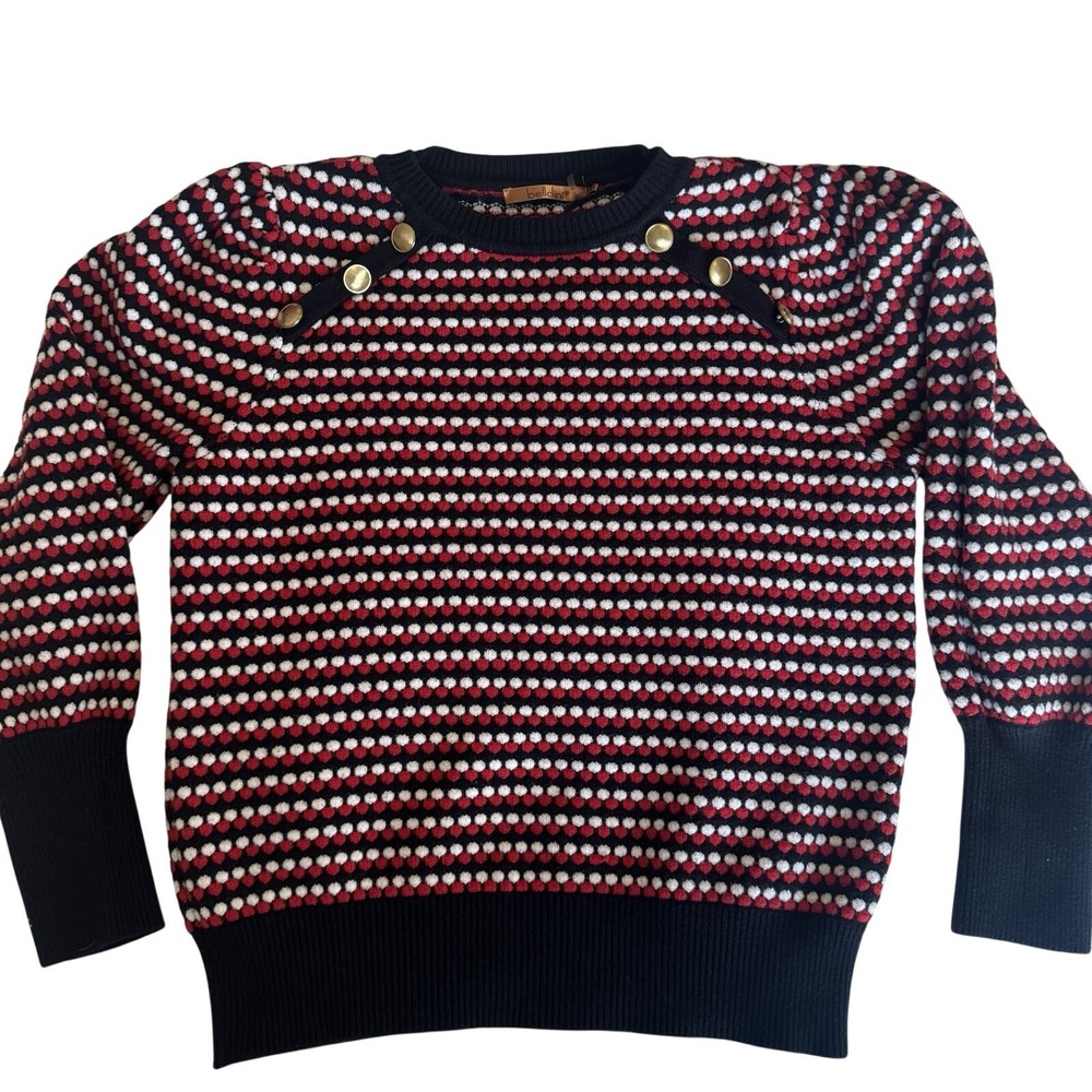 Vtg Belldini Women Knit Sweater XL Retro 80s/90s Style Gold Button Shoulder